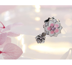 Zawieszka ze srebra 925 charms beads z emaliowanym kwiatkiem