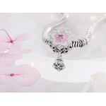 Zawieszka ze srebra 925 charms beads z emaliowanym kwiatkiem