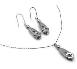 Srebrny komplet 925 naszyjnik i kolczyki zestaw na prezent