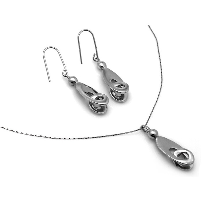 Srebrny komplet 925 naszyjnik i kolczyki zestaw na prezent