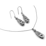 Srebrny komplet 925 naszyjnik i kolczyki zestaw na prezent