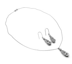 Srebrny komplet 925 naszyjnik i kolczyki zestaw na prezent