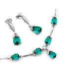 Srebrny komplet z zielonymi cyrkoniami