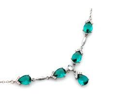 Srebrny komplet z zielonymi cyrkoniami