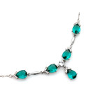 Srebrny komplet z zielonymi cyrkoniami