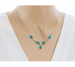 Srebrny komplet z zielonymi cyrkoniami