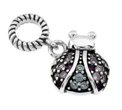 Zawieszka ze srebra 925 biedronka z cyrkoniami charms beads