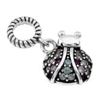 Zawieszka ze srebra 925 biedronka z cyrkoniami charms beads