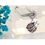 Zawieszka ze srebra 925 biedronka z cyrkoniami charms beads