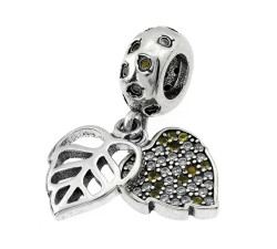 Zawieszka ze srebra 925 charms beads liść maranta
