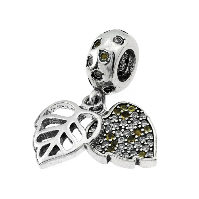 Zawieszka ze srebra 925 charms beads liść maranta