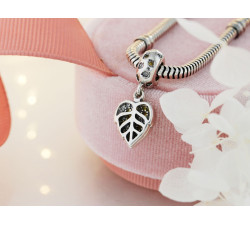Zawieszka ze srebra 925 charms beads liść maranta