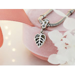 Zawieszka ze srebra 925 charms beads liść maranta