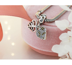 Zawieszka ze srebra 925 charms beads liść maranta