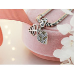 Zawieszka ze srebra 925 charms beads liść maranta