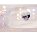 Charms beads do bransoletki ze srebra 925 serce z fioletową cyrkonią