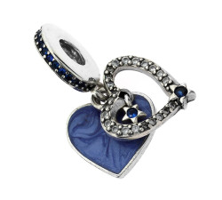 Zawieszka charms do bransoletki ze srebra 925 dwa serduszka