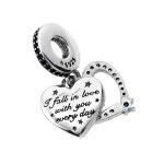 Zawieszka charms do bransoletki ze srebra 925 dwa serduszka