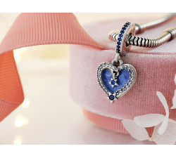 Zawieszka charms do bransoletki ze srebra 925 dwa serduszka