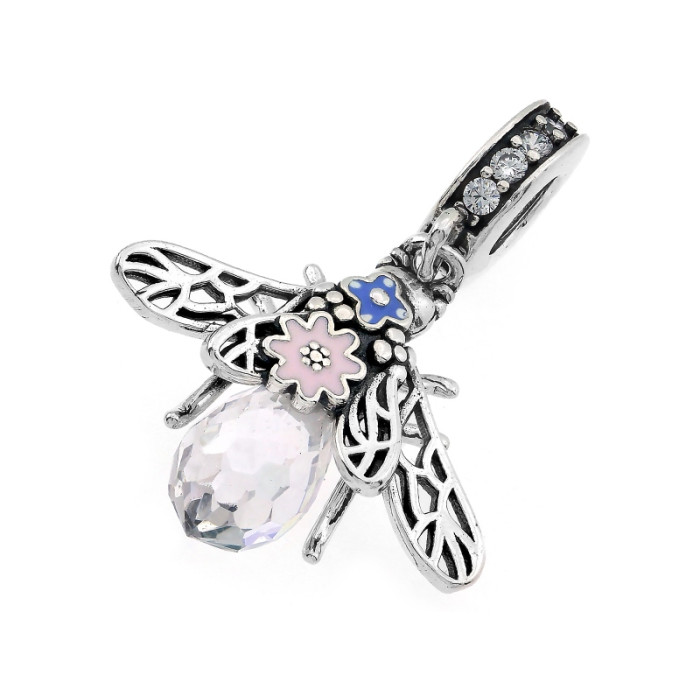 Srebrna zawieszka 925 charms do bransoletki pszczoła