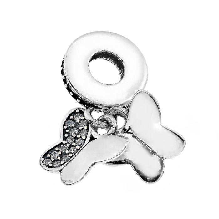 Zawieszka charms ze srebra 925 do bransoletki motylki z cyrkoniami