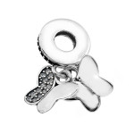 Zawieszka charms ze srebra 925 do bransoletki motylki z cyrkoniami