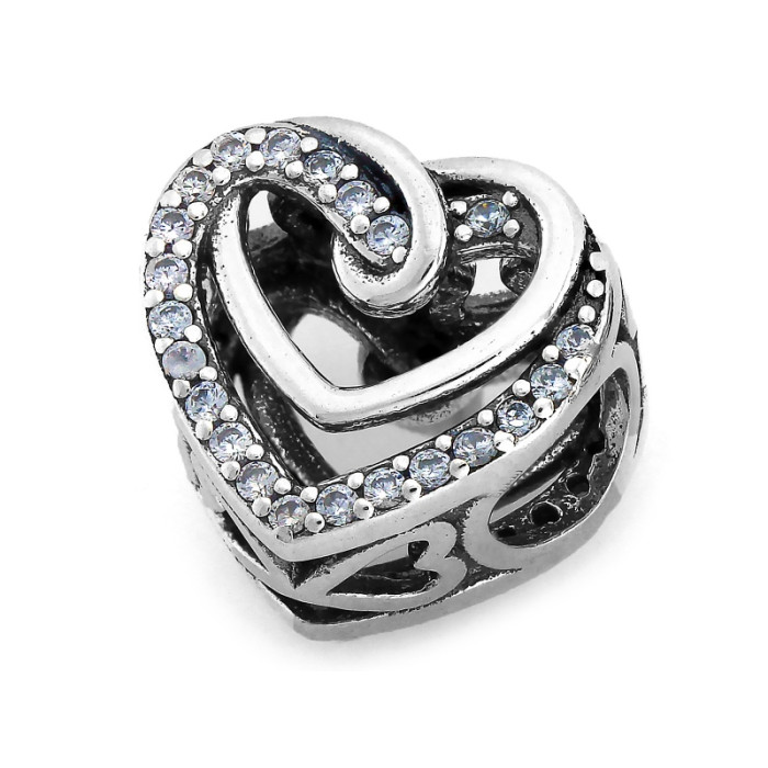 Srebrne serce charms do bransoletki