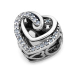 Srebrne serce charms do bransoletki