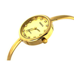 Złoty zegarek 585 na sztywnej bransoletce damski elegancki