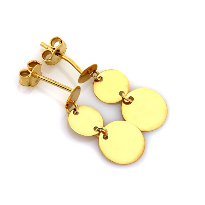 Złote kolczyki wiszące 585 okrągłe