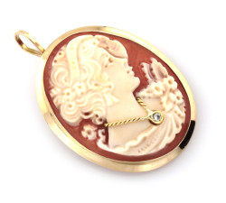 Ponadczasowa złota zawieszka broszko wisior Kamea