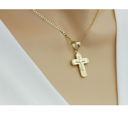 Złota przywieszka krzyżyk, 14k, dla unisex