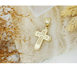 Złota przywieszka krzyżyk, 14k, dla unisex