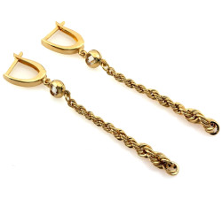 Złote kolczyki wiszące z cyrkoniami