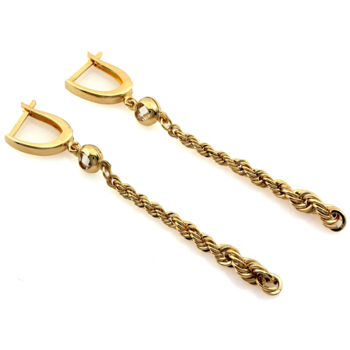 Złote kolczyki wiszące z cyrkoniami