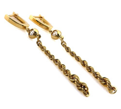 Złote kolczyki wiszące z cyrkoniami