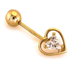 Złote kolczyki z sercem i cyrkoniami