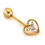 Złote kolczyki z sercem i cyrkoniami