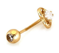 Złote kolczyki z sercem i cyrkoniami