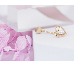 Złote kolczyki z sercem i cyrkoniami