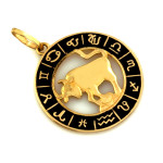 Zawieszka złota 585 Byk znak zodiaku z czarną emalią na prezent
