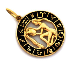 Złota przywieszka z symbolem zodiaku na prezent