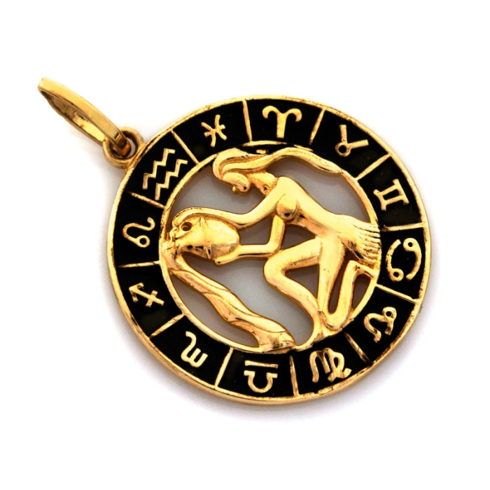 Złota przywieszka z symbolem zodiaku na prezent