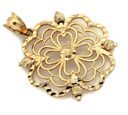 Złota przywieszka ażurowa z kulkami