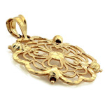 Złota przywieszka ażurowa z kulkami