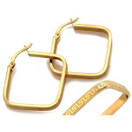 Złote kolczyki koła, kwadratowe