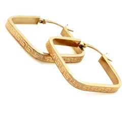 Złote kolczyki koła, kwadratowe