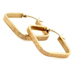 Złote kolczyki koła, kwadratowe