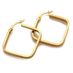 Złote kolczyki koła, kwadratowe