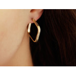 Złote kolczyki koła, kwadratowe